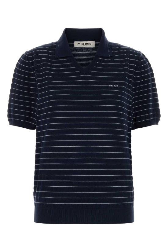 26FW 미우미우 코튼 브이넥 스웨터 MML05QSOOO184Q F0008 NAVY
