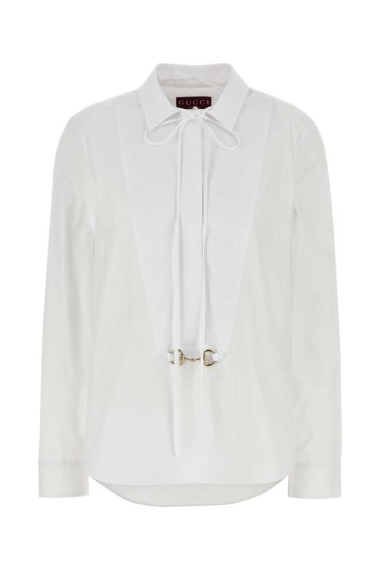  구찌 스빗 타이 넥 셔츠 831912Z8B2P 9000 WHITE