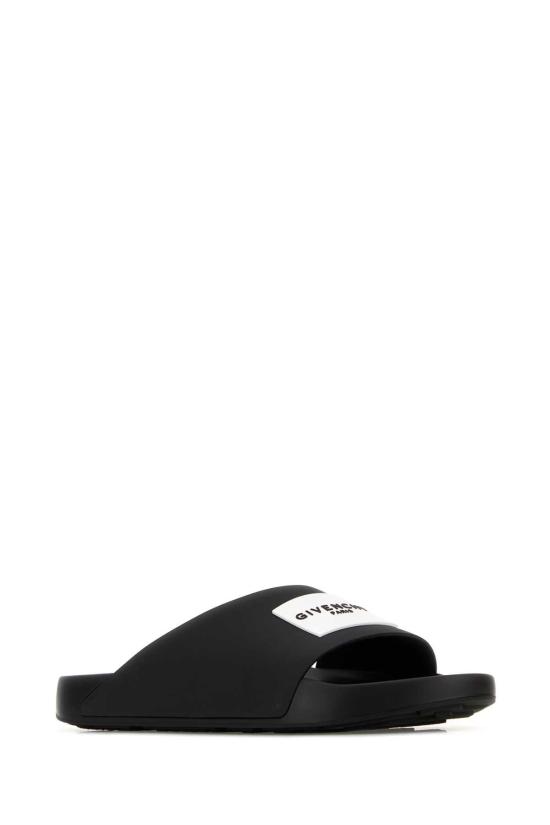 26SS 지방시 러버 라벨 슬라이드 뮬 BH302MH1XL 001 BLACK - GIVENCHY