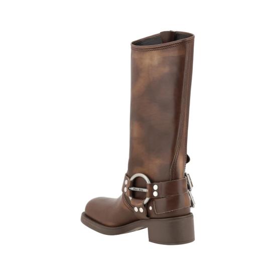 26FW 미우미우 버클 디테일 레더 부츠 MI5W792DFA0503F33F0038BB BROWN - MIU MIU