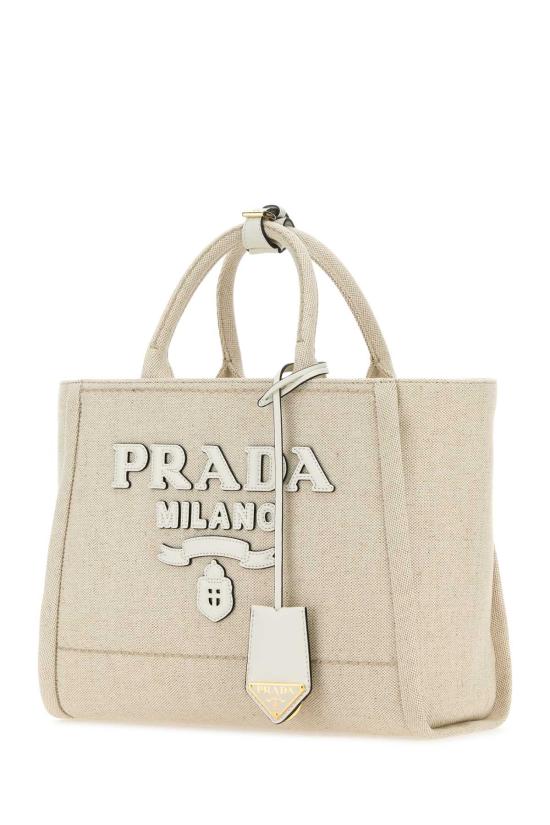 25FW 프라다 미디엄 리넨 가죽 토트백 1BG474VOHO2DLI F0N86 BEIGE - PRADA