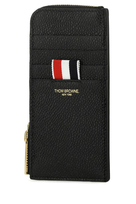 25FW 톰브라운 페블 그레인 레더 스트라이프 집어라운드 지갑 MAW080A00198 001 BLACK - THOM BROWNE