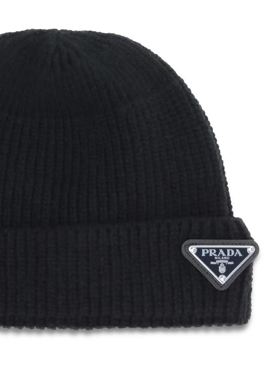 26FW 프라다 트라이앵글 로고 니트 비니 2HC4263IM F0002 BLACK - PRADA