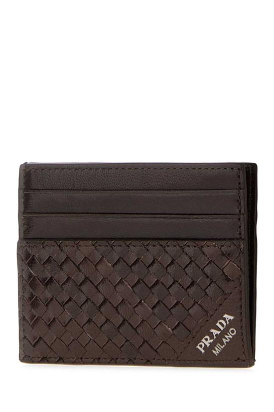 26FW 프라다 위븐 가죽 카드 홀더 2MC2232BE1 F0038 BROWN - PRADA