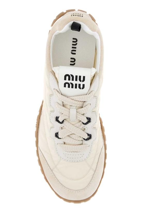 26FW 미우미우 타이어 테크니컬 스웨이드 스니커즈 5E417EF005ZJM F0304 BEIGE - MIU MIU