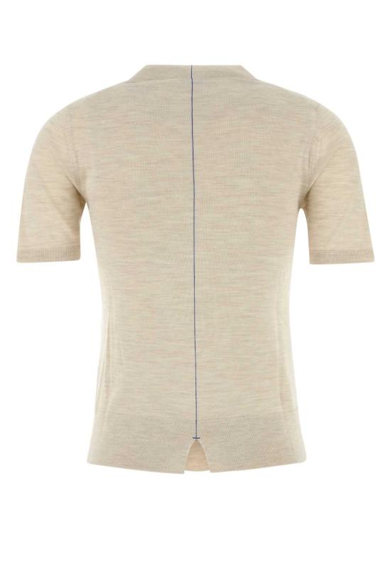  버버리 울 라운드넥 니트 반팔 티셔츠 8101955 A4186 BEIGE - BURBERRY