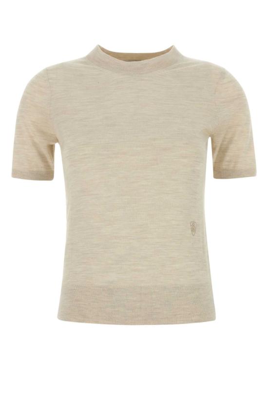  버버리 울 라운드넥 니트 반팔 티셔츠 8101955 A4186 BEIGE