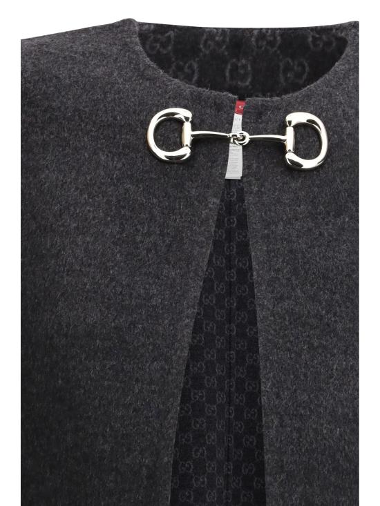 26SS 구찌 홀스빗 실크 울 케이프 852796ZAQW0 1179 GRAY - GUCCI