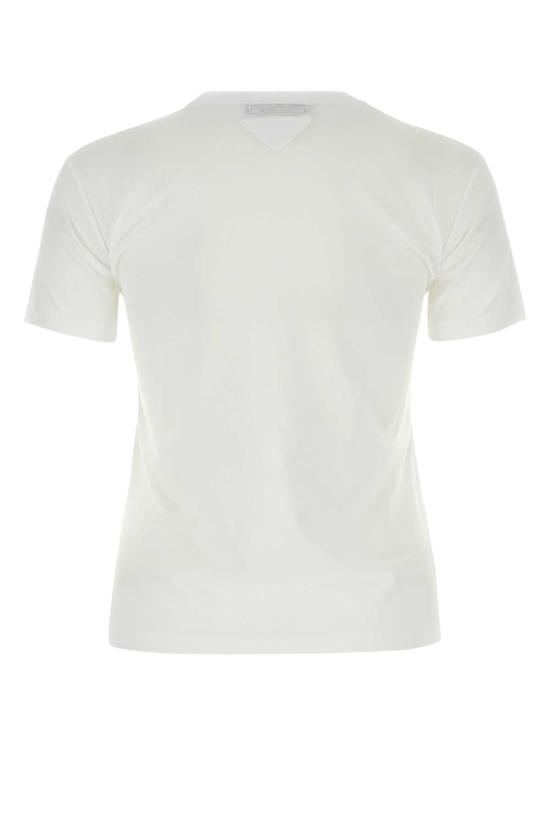  프라다 로고 프린트 코튼 저지 반팔 티셔츠 35570S11211CD F0009 WHITE - PRADA