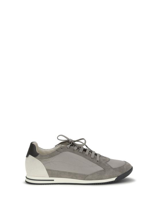 26SS 브루넬로 쿠치넬리 디어스킨 & 스웨이드 스니커즈 MZUKOKA348 CYL24 GRAY