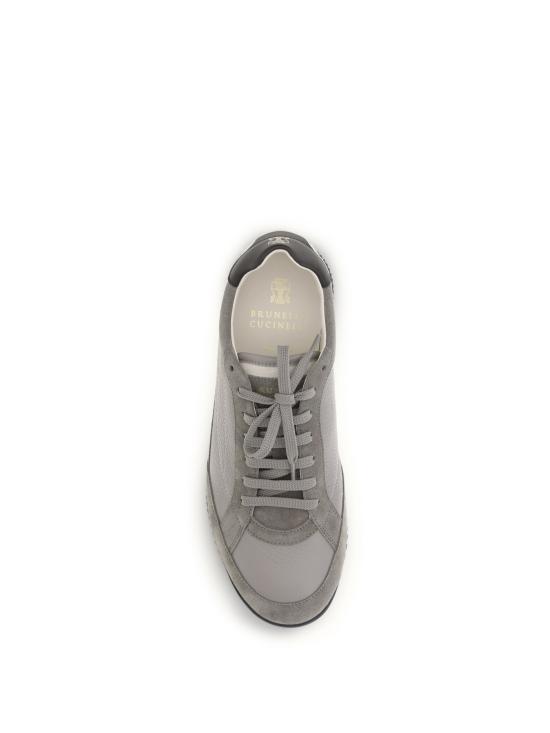 26SS 브루넬로 쿠치넬리 디어스킨 & 스웨이드 스니커즈 MZUKOKA348 CYL24 GRAY - BRUNELLO CUCINELLI