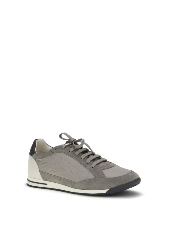 26SS 브루넬로 쿠치넬리 디어스킨 & 스웨이드 스니커즈 MZUKOKA348 CYL24 GRAY - BRUNELLO CUCINELLI