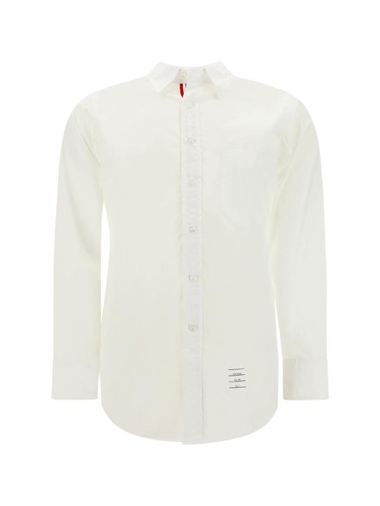 26FW 톰브라운 그로그랭 플래킷 솔리드 포플린 셔츠 MWL010E03113 100 WHITE