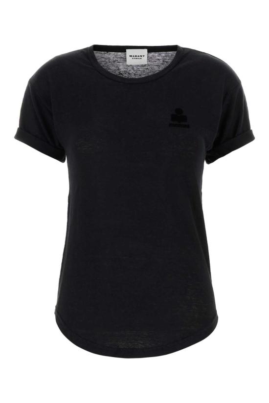  이자벨마랑에뚜왈 콜디아 플록 리넨 티셔츠 TS0315FAA1N09E 01BK BLACK