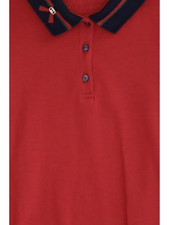 26FW 구찌 웹 디테일 코튼 피케 폴로 원피스 867853XJHWK 6690 RED - GUCCI