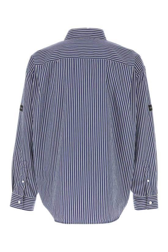 26SS 발렌시아가 스트라이프 로고 패치 셔츠 857814TTM34 8502 NAVY - BALENCIAGA