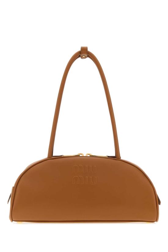 26FW 미우미우 보 레더 미디엄 토트백 5BB1932CRW F0046 BROWN