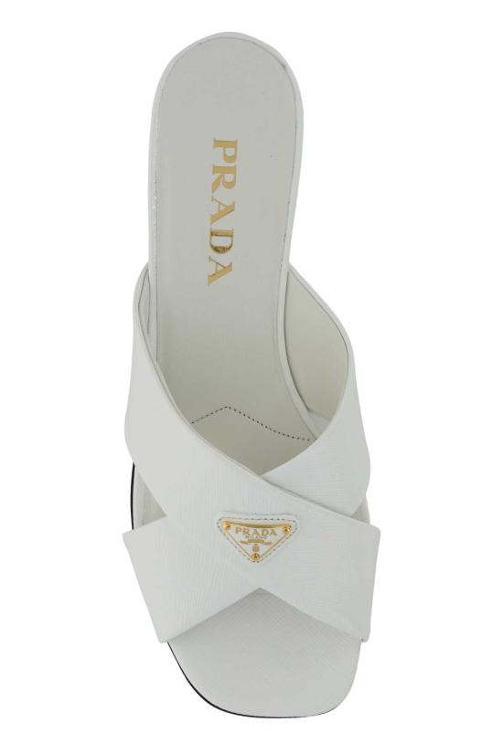 26SS 프라다 크리스크로스  힐 뮬 1XX788F0353A9S F0009 WHITE - PRADA