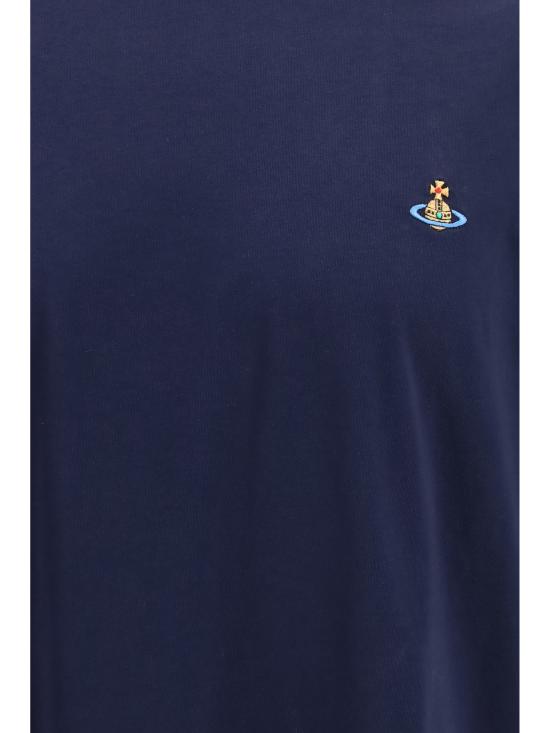 26FW 비비안웨스트우드 가먼트 다이드 로고 저지 반팔 티셔츠 3G010013J00BL K410 BLUE - VIVIENNE WESTWOOD