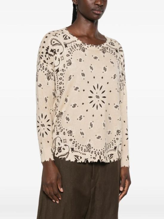 26FW 쿠즈텡 긴팔 티셔츠 F2913MELABANDANABICO2443 Beige - KUJTEN