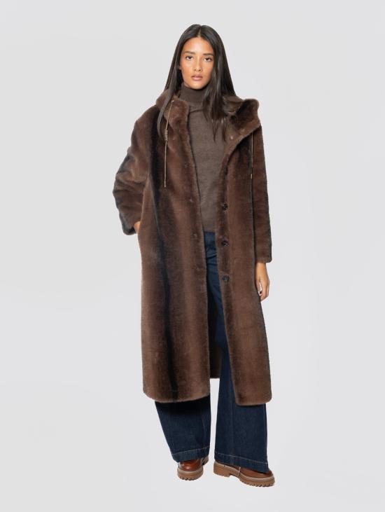 26FW 에르마노 피렌제 코트 에코펠리시아 룽가 콘 카푸치오 모로 - ERMANNO FIRENZE