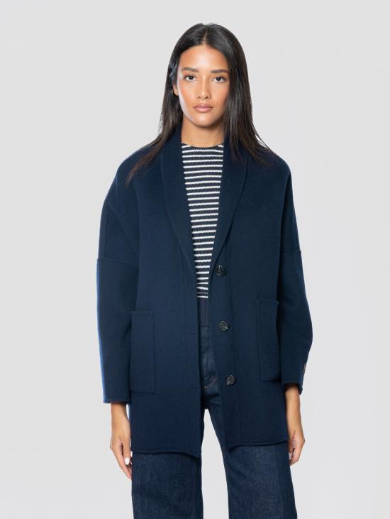 26FW 에르마노 피렌제 코트 카포토 미디어 룽게차 인 판노 블루 - ERMANNO FIRENZE