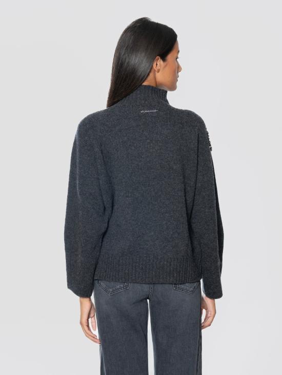 26FW 에르마노 피렌제 스웨터 Maglione Collo Alto con Pietre 무연탄 - ERMANNO FIRENZE