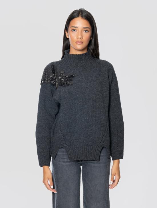 26FW 에르마노 피렌제 스웨터 Maglione Collo Alto con Pietre 무연탄