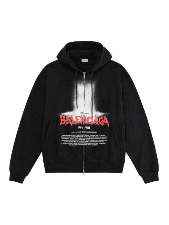 26FW 발렌시아가 더 도어 오버사이즈 집업 후디 850338TUVQ91000 Black