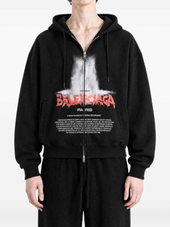 26FW 발렌시아가 더 도어 오버사이즈 집업 후디 850338TUVQ91000 Black - BALENCIAGA