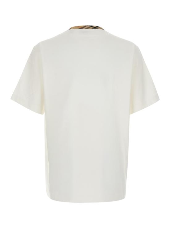 26FW 버버리 체크 트리밍 코튼 티셔츠 8125510B7078 White - BURBERRY