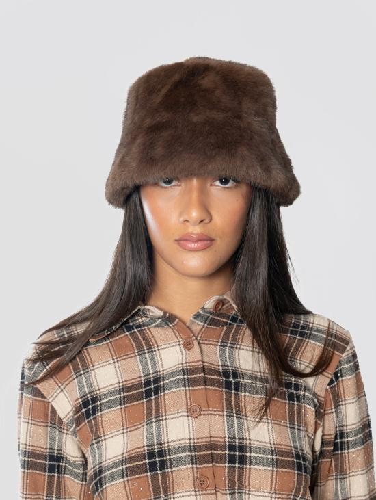 26FW 파로쉬 모자 Ecopelliccia Marrone의 카펠로 버킷