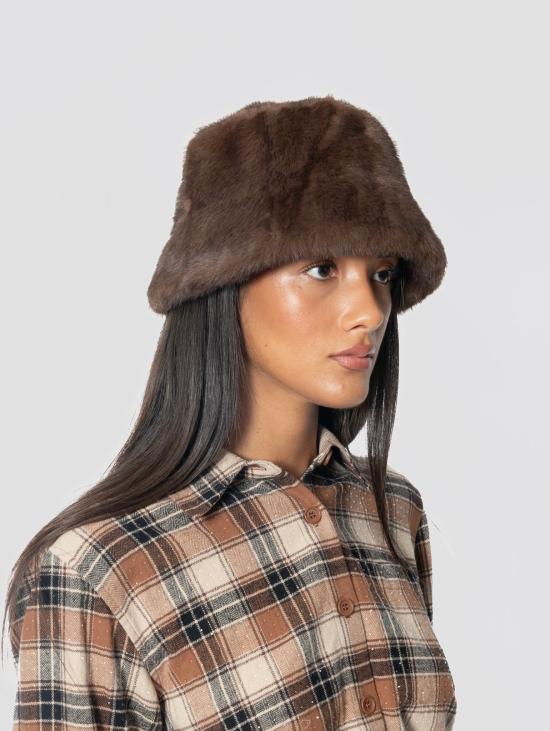 26FW 파로쉬 모자 Ecopelliccia Marrone의 카펠로 버킷 - PAROSH