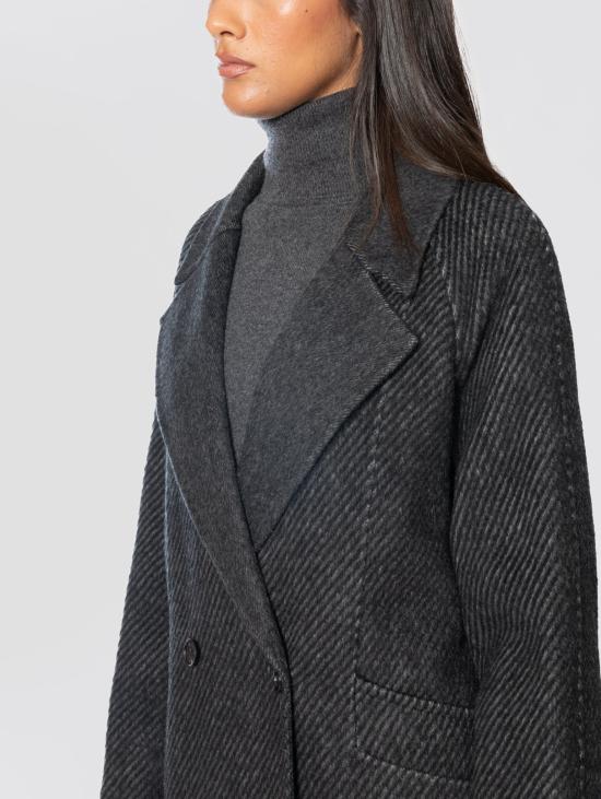 26FW 에르마노 피렌제 코트 카포토 룽고 도피오페토 디아고날 앤트라사이트 - ERMANNO FIRENZE