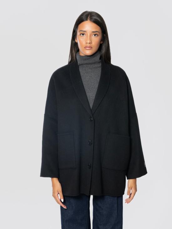 26FW 에르마노 피렌제 코트 Panno di Lana Nero의 Cappotto Media Lunghezza - ERMANNO FIRENZE