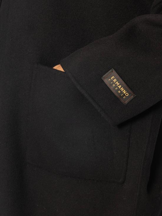 26FW 에르마노 피렌제 코트 Panno di Lana Nero의 Cappotto Media Lunghezza - ERMANNO FIRENZE