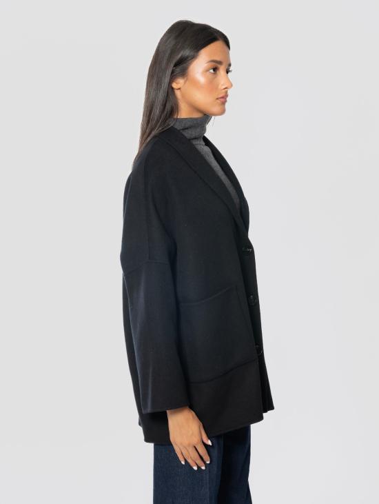 26FW 에르마노 피렌제 코트 Panno di Lana Nero의 Cappotto Media Lunghezza - ERMANNO FIRENZE