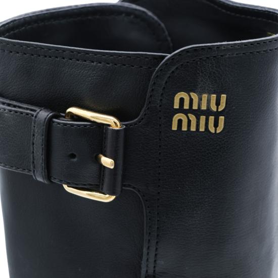 26FW 미우미우 레더 버클 로고 롱 부츠 5W767EF055 Y9SF0002 NERO - MIU MIU