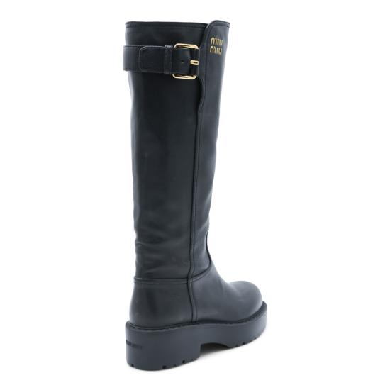 26FW 미우미우 레더 버클 로고 롱 부츠 5W767EF055 Y9SF0002 NERO - MIU MIU