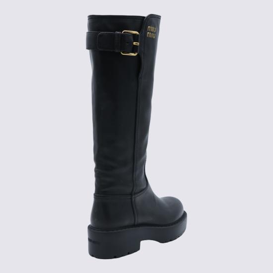 26FW 미우미우 레더 버클 로고 롱 부츠 5W767EF055 Y9SF0002 NERO - MIU MIU