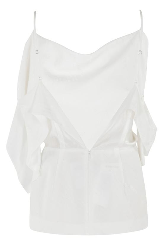 26SS MM6 메종마르지엘라 폴디드 자카드 탑 S52NC0358 M35737 098 White - MM6 MAISON MARGIELA