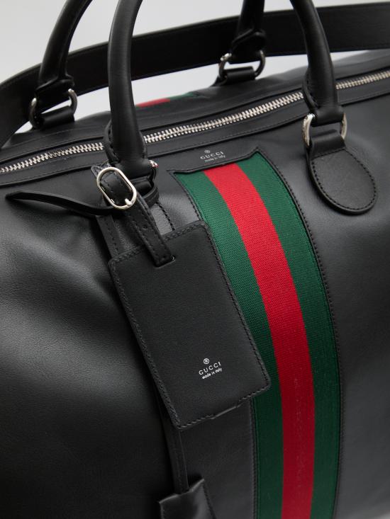 26FW 구찌 웹 트레이드마크 미디엄 더플백 866979AAGF7 1053 BLACK - GUCCI