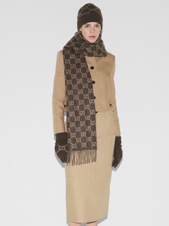 26FW 구찌 GG 캐시미어 스카프 8123174GABX 2579 BROWN - GUCCI