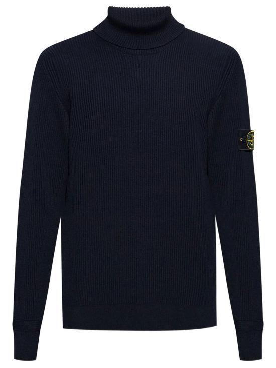 26FW 스톤 아일랜드 슬리브 로고 패치 하이 칼라 스웨터 L2S155100052S00C2 V0020 NAVY BLUE