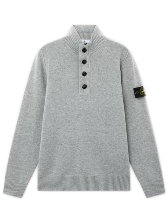 26FW 스톤 아일랜드 로고 패치 하이넥 버튼 울 스웨터 L2S155100040S00A3 V0M60 GREY MELANGE