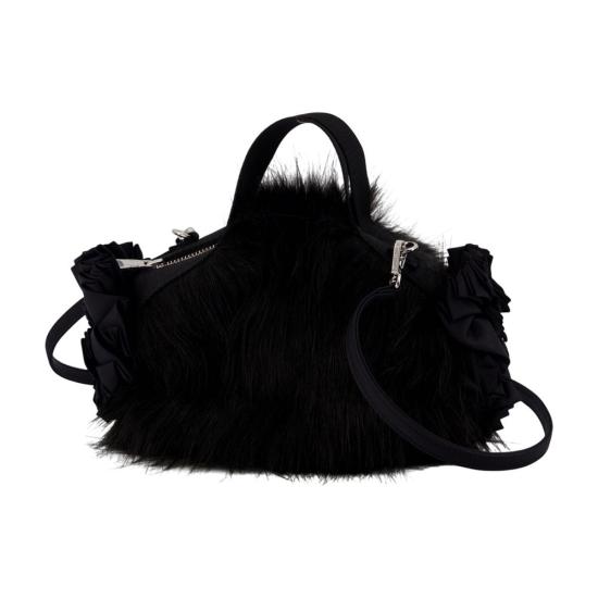 26FW 시몬로샤 엠벨리시드 미니 페이크 퍼 더블 리본 로제트 백 BAG223B0815BLACKBLACK