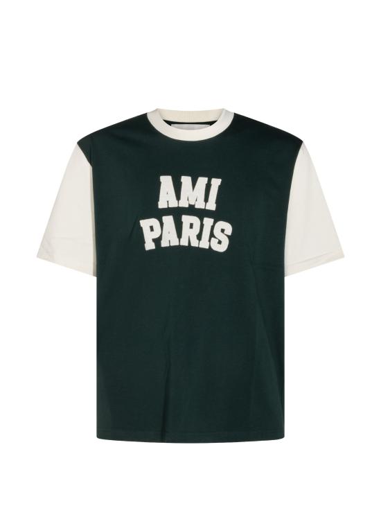 26FW 아미 반팔 티셔츠 UTS418JE0272 A244 VERT BOUTEILLE IVOIRE