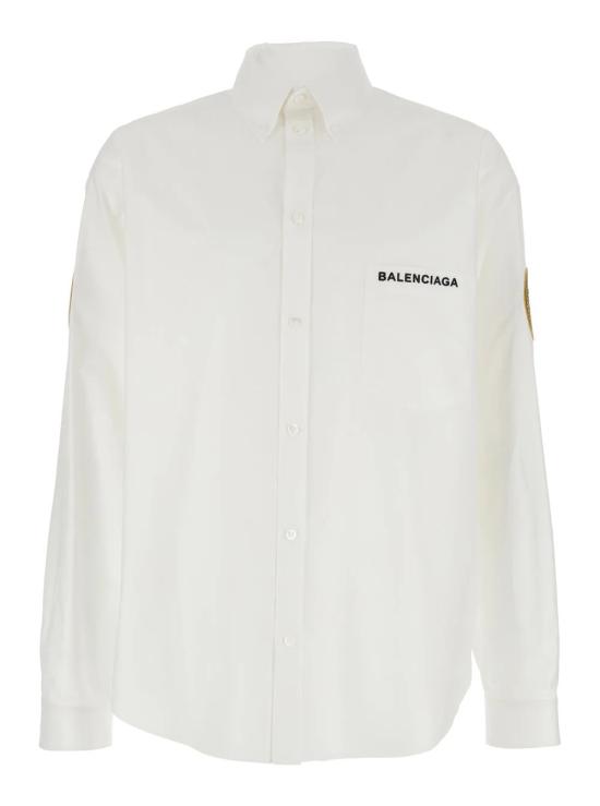 25FW 발렌시아가 패치 라지 핏 셔츠 830979 TRM289000 WHITE
