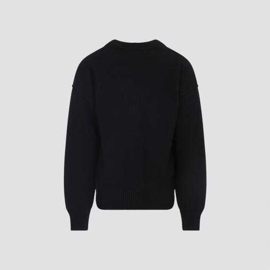 26FW 아미 하트 로고 인타르시아 V넥 가디건 UKC367018009 BLACK - AMI