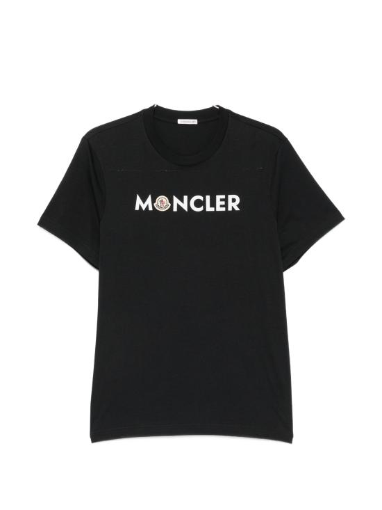 26FW 몽클레어 프런트 로고 프린트 코튼 저지 크루넥 반팔 티셔츠 L20918C0005189B8Q778 NAVY